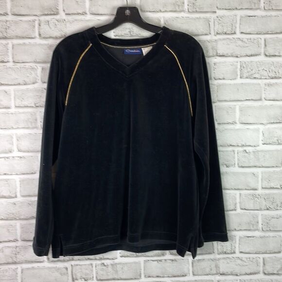 Vintage Catalina Jogging Suit Sweat Suit Velvet Size Medium Black Gold 2 piece - Picture 3 of 11